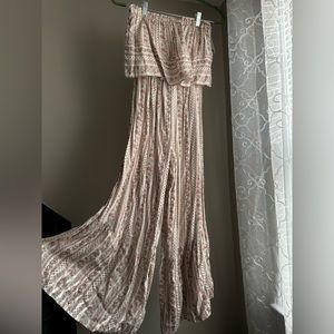 Strapless flare pant romper